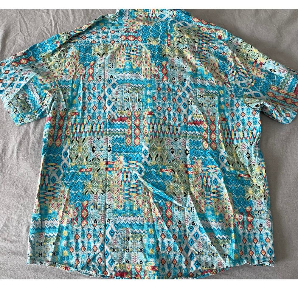 Vat Pave Abstract print Button Up Short Sleeve Top SZ L Cotton Blend - Picture 4 of 9